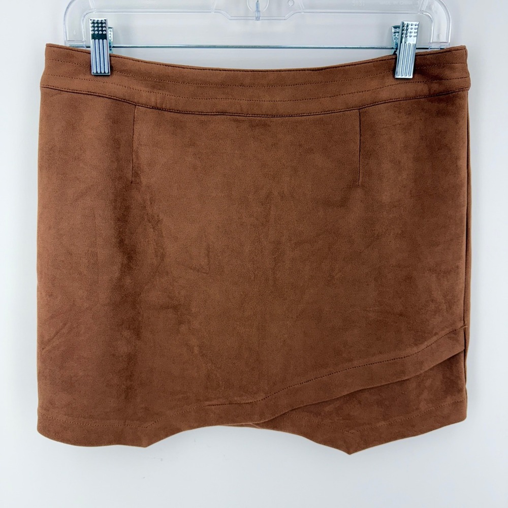 Jack by BB Dakota Steve Madden Brown Faux Suede Arizona Wrap Mini Skirt Size 6